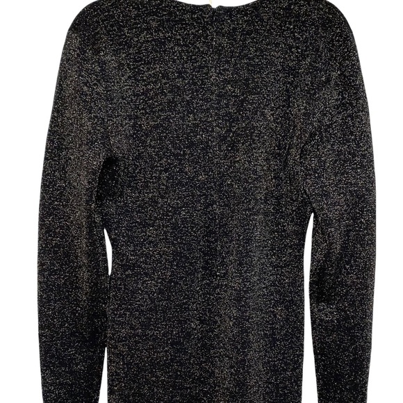 NEW Veronica Beard Sharon Black And Gold Metallic BodyCon Crewneck Sweater Dress - Picture 10 of 15